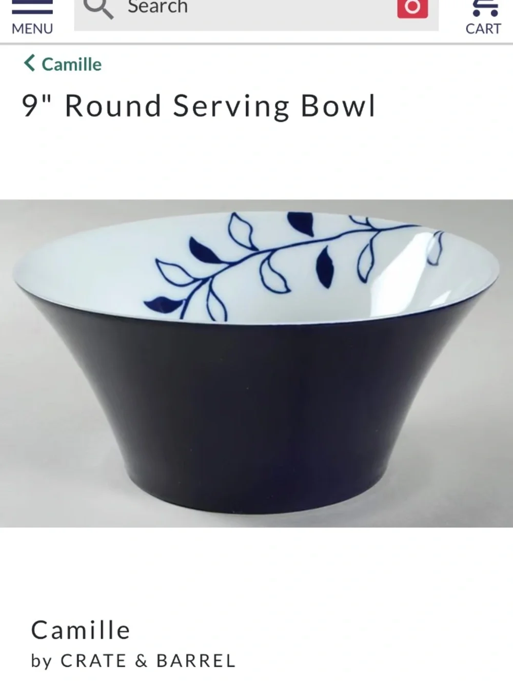 Camile serving bowl by Crate&Barrel